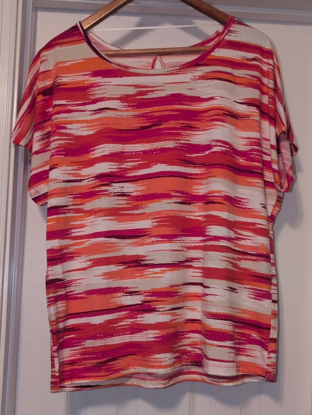 Kim Rogers Short Sleeve Brushstroke Tee - Pink, Orange & White
